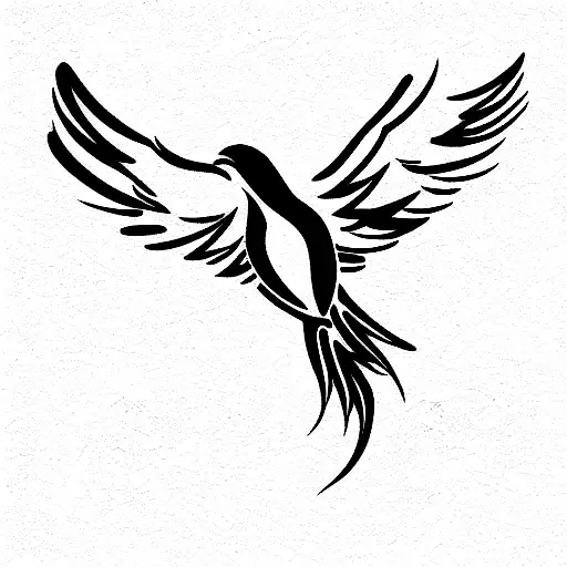 Phoenix Bird Trying To Fly