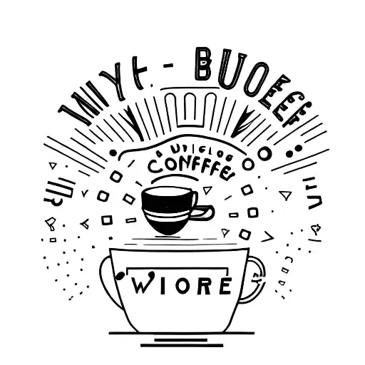 A Minimalist Tattoo Of A Coffee Cup With Bruno Mars Lyrics Wrapped Around It