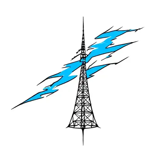 Military Radio Tower With Lightnings