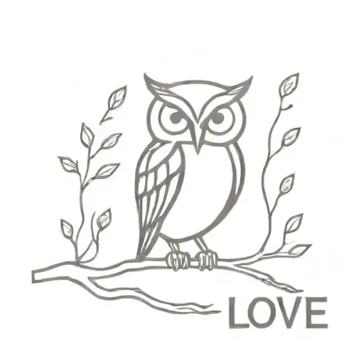 An Owl Perched On A Tree Branch With The Phrase 'Love People' Incorporated Into The Design