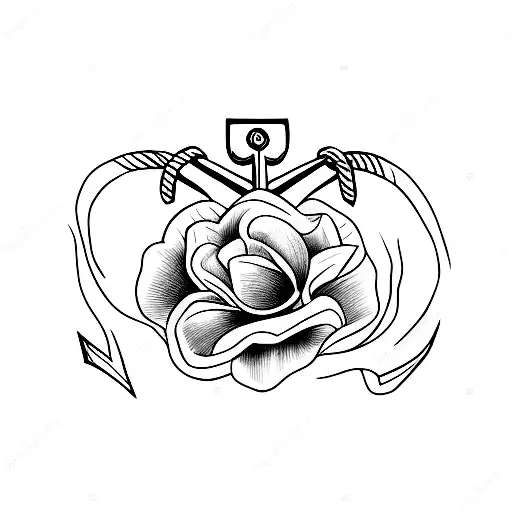 Anchor Wih Jesmine Flower Easy Simple Small Tattoo Elegent