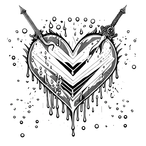 Dripping Blood Heart With Sword
