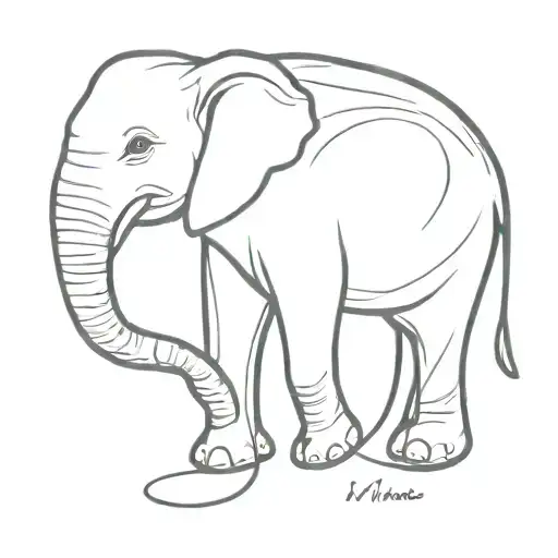 Elephant With Semi Colon Trunk