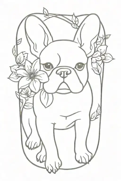 French Bulldog Flower Intertwined