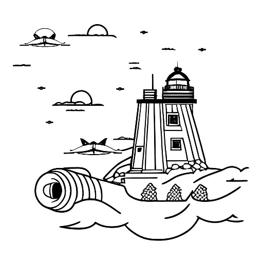 The Plane Flies Around The Lighthouse
