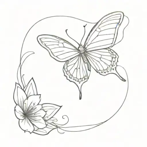 Butterfly Tattoo Line Work For Thigh