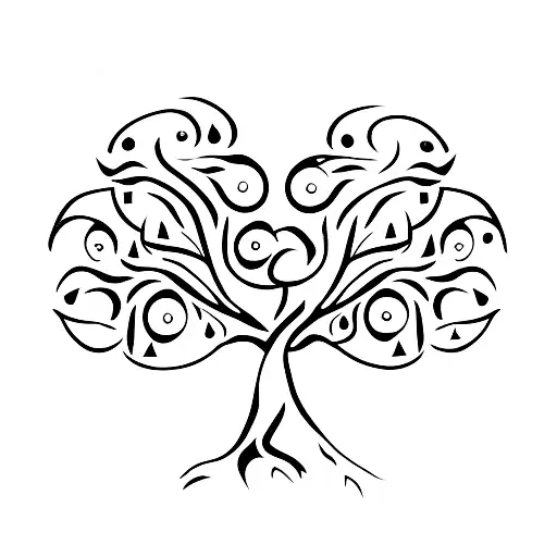 Family Tree With Each Member Represented By A Different Symbol Or Animal