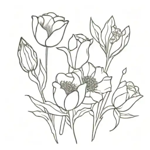 Fineline Bouquet Of A Rose Tulip And Poppy