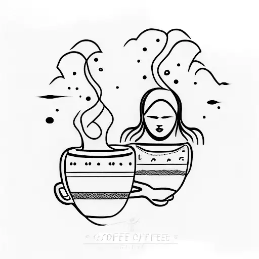 A Coffee Cup With Steam Forming The Shape Of Two Sisters Holding Hands