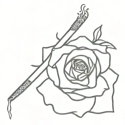 Cigarette And Rose Tattoo Designs Intertwined