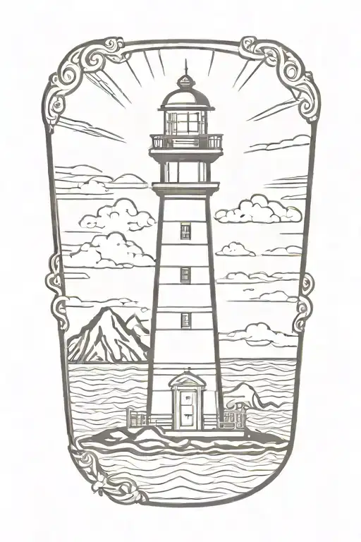 American Traditional Style Tattoo Lighthouse Outline