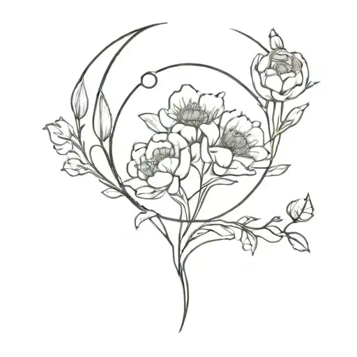 Moon With Carnations And Daffodils