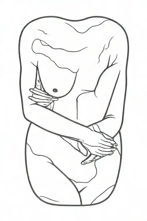 Faceless Slim Woman Silhouette Sensual Flexing