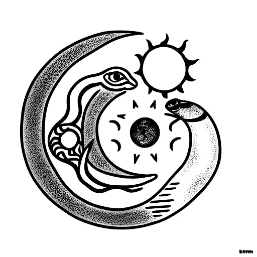 Sun And Moon With Snake