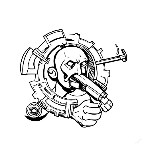 A Mechanic Holding A Wrench With The Horde Symbol And A Tank In The Background