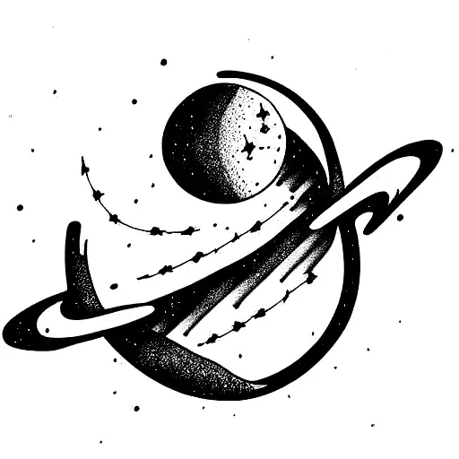 2D Alien Milkyway Galaxy Solar System Map Black Line Art