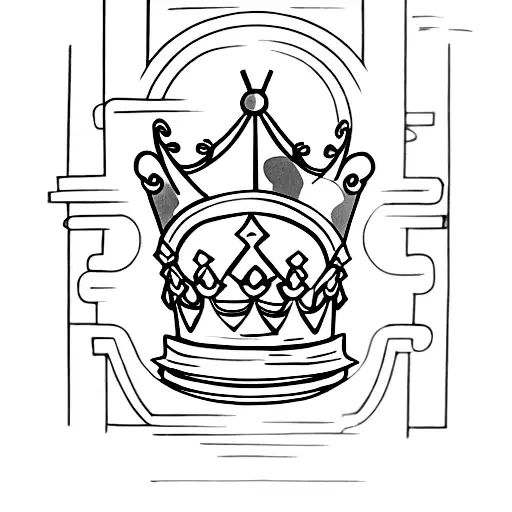 Lantern With Chain With A King Crown Inside And Circle Flower Around It