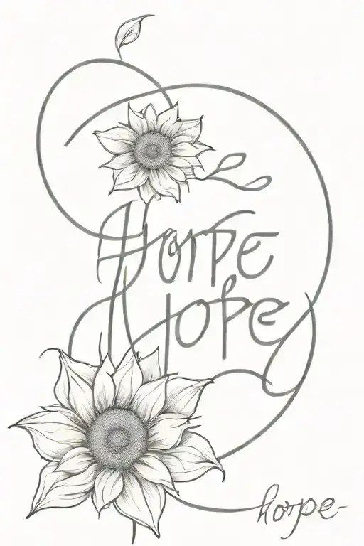 Sunflower With The Word Hope Intertwined