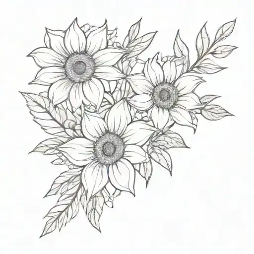 Native Australian Flower Bunch Thin And Dainty With A Sunflower