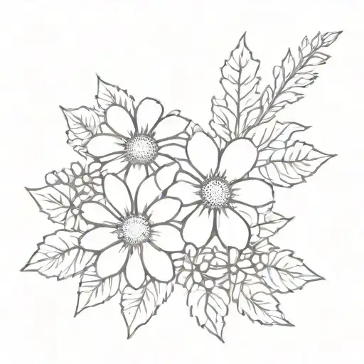 Daisy And Holly Bouquet With Honeycomb Background