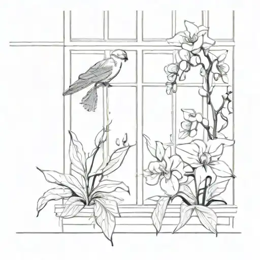 Figs And Dove An Orchids In Window
