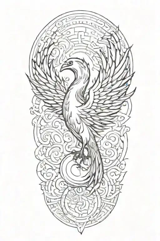 Phoenix Rising From Flames Of A Camera Lens Morphing