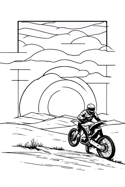 Dirtbike In The Desert With A Sunset Background