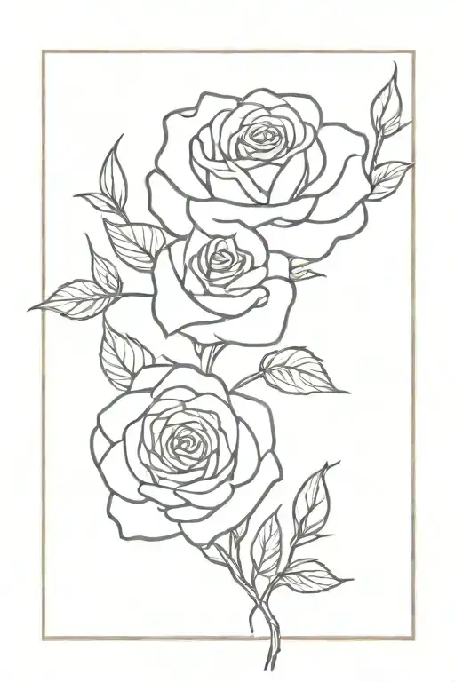 Verticale Line And Roses Growing On The Line