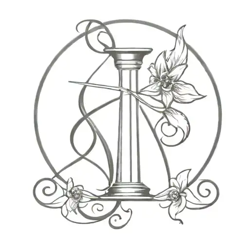 Broken Hour Glass Cancer Ribbon With Marshall Engraved On Top