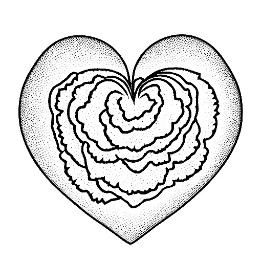 Heart Outline Made From Carnations In Fine Line Style