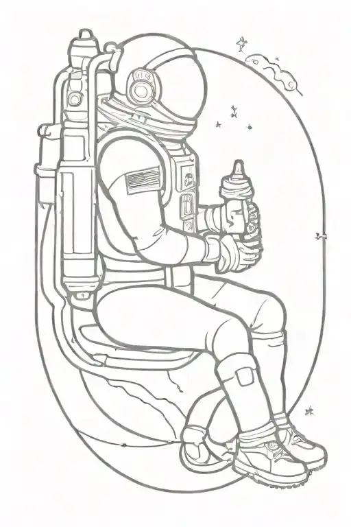 Astronaut Sitting On Planet