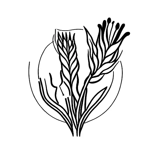 Affodils And Gladiolus Bound By Wheat And Pisces Fish