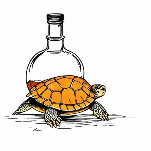 Turtle With Rhum Bottle