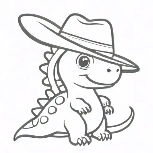 Cute Dino Wearing Cowboy Hat