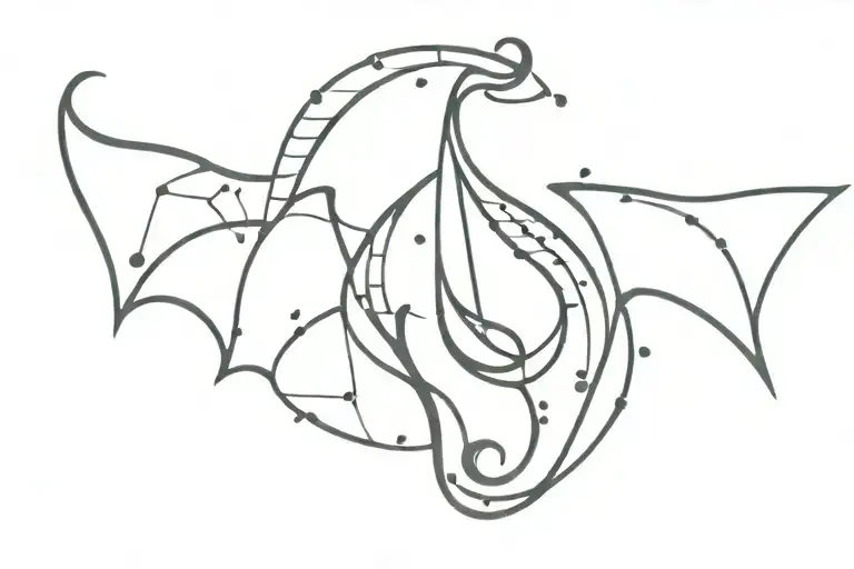 Stingray Made From Music Notes Forming The Shape