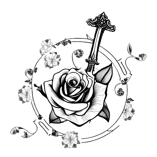 Sword With Roses On Handle