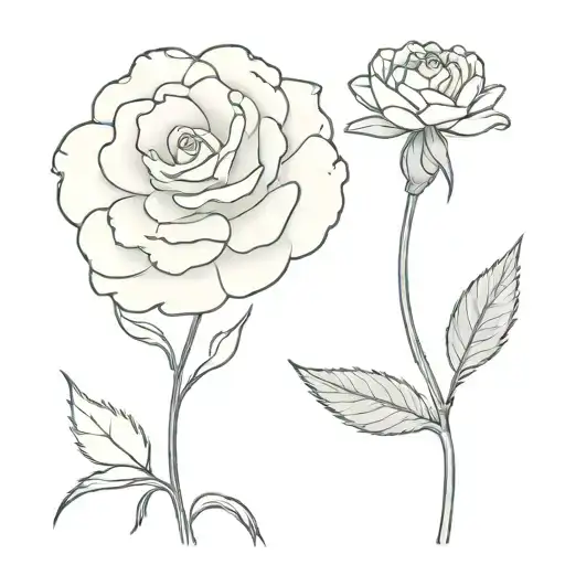 Carnation Flower With Rose Flower On A Stem And Just 2 Flowers And 1 Stem That's All