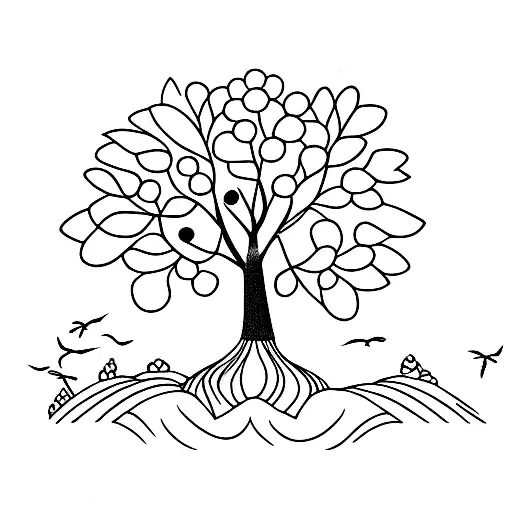 Tree Birds With Girassois