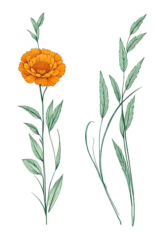Fine Line Marigold And American Dune Grass One Of Each
