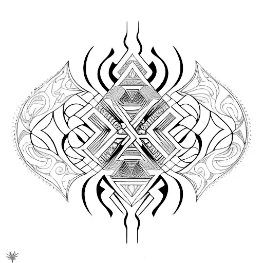 Masculine Symbols Merging With Psychedelic Patterns