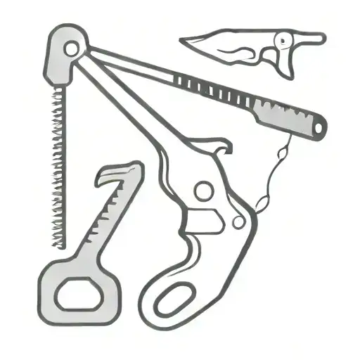 Black And White Simple Handsaw And Hammer