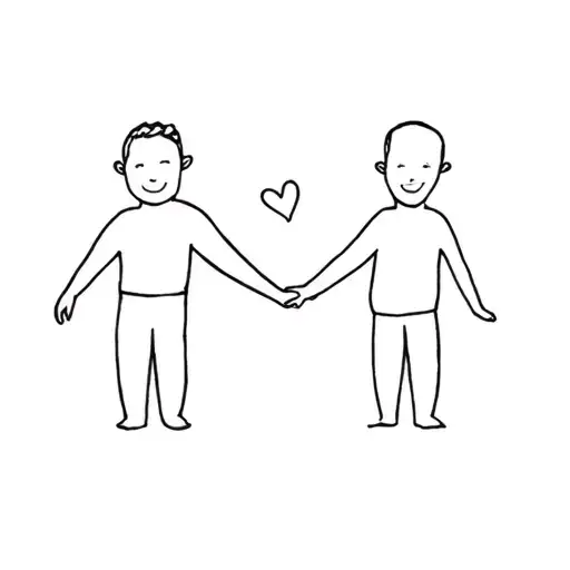 Dad Holding Hands With Two Boys