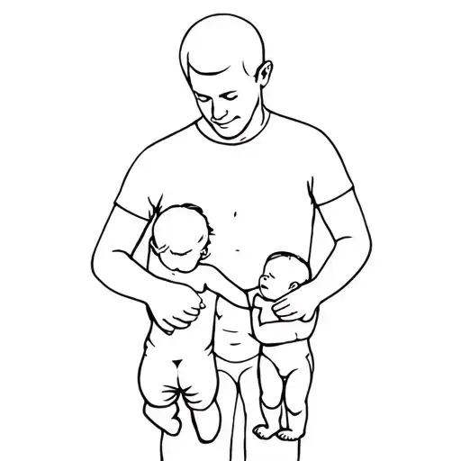 Dad Holding Two Toddlers