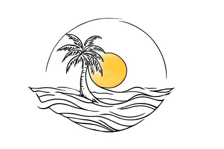 Tropical Tree And Sun A Wave