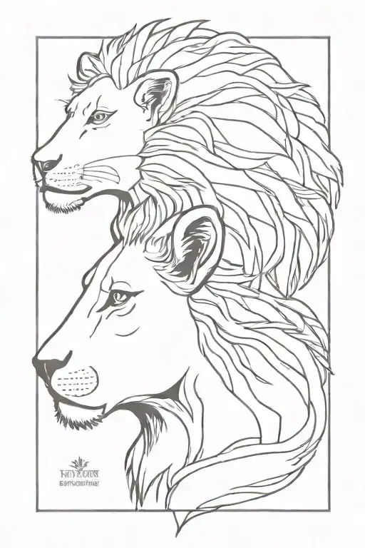 Minimalist Lamb Head And Lion Head Profile Holding