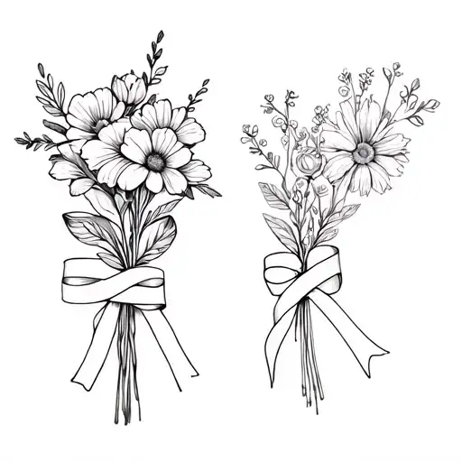 May October And April Birth Month Flower Boquet Held Together By Ribbon
