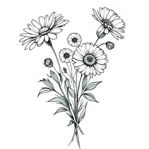 Daisy Poppy And Chrysanthemum Little Bouquet