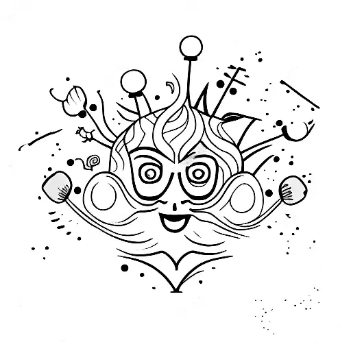 Kid In Dad Arms With Head Like Flowers