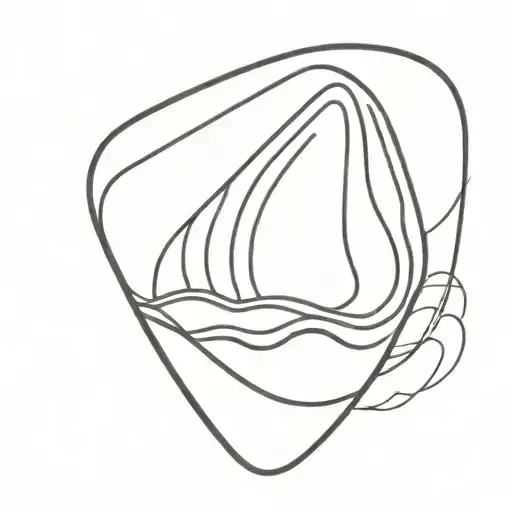 A Minimalist Design Of A Guitar Pick With A Wave Pattern