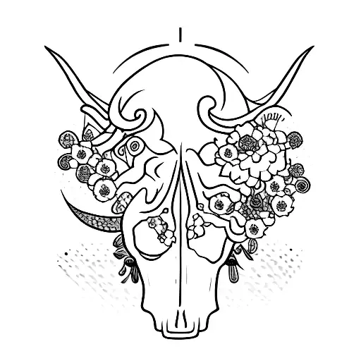 Taurus And God And Skull Flowers